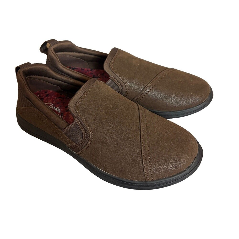 Clarks Cloudsteppers Slip on Loafers Womens Size 8 W Brown EUC